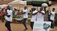Awareness flash mob in a market place. 